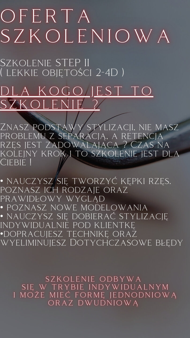 Szkolenie ze stylizacji rzęs Step II ( lekkie objętości 2-4D)